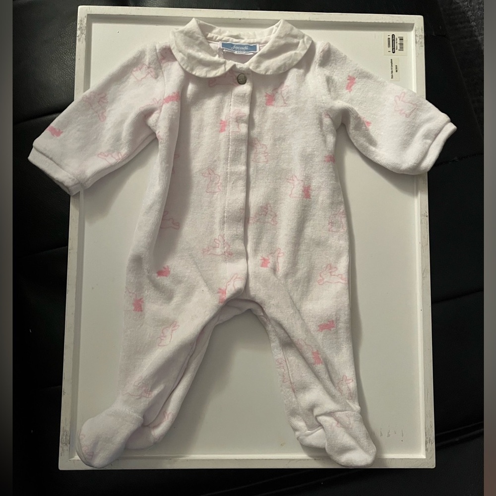 Jacadi pink and white velvety Pajamas